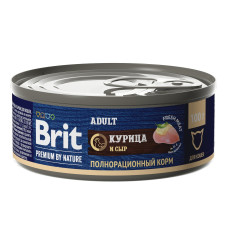 Brit - Консервы premium by nature с курицейsи сыром для кошек