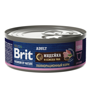 Brit - Консервы premium by nature с индейкой и семенами чиа для кошек