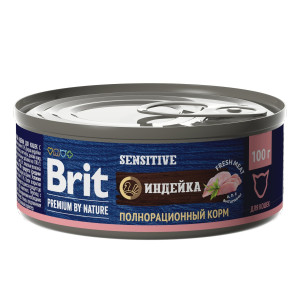 Brit - Консервы premium by nature с индейкой для кошек с чувствительным пищеварением