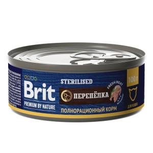 Brit - Консервы premium by nature сsперепелкой для стерилизованных кошек