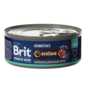 Brit - Консервы premium by nature с ягненком для кошек с чувствительным пищеварением