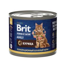 Brit - Консервы premium by nature с курицейsдля кошек