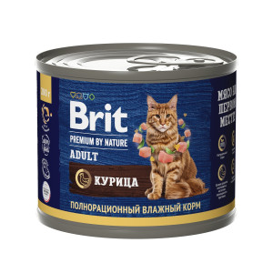 Brit - Консервы premium by nature с курицейsдля кошек