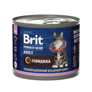 Brit - Консервы premium by nature сsговядинойsдля кошек