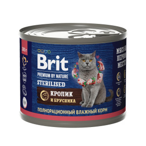 Brit - Консервы premium by nature с кроликом и брусникой для стерилизованных кошек