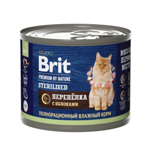 Brit - Консервы premium by naturesс перепелкой и яблоками для стерилизованных кошек