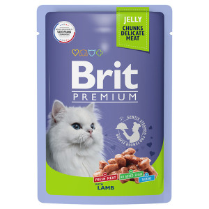 Brit - Пауч дляsвзрослых кошек с ягненкомsв желе
