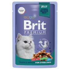 Brit - Пауч для стерилизованных кошек с уткой и яблоками в желе