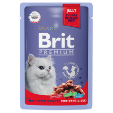 Brit - Пауч для стерилизованных кошек мясное ассорти с потрошками