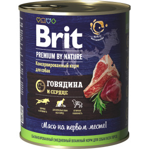 Brit - Консервы Premium by Nature  с  говядиной и сердцем для взрослых собак всех пород