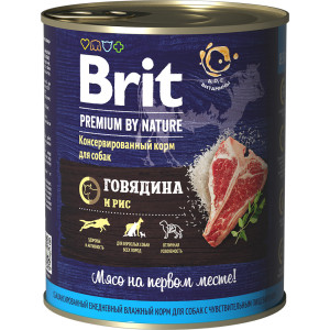Brit - Консервы premium by naturesс говядиной и рисом для собак всех пород