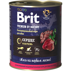 Brit - Консервы Premium by Nature  с сердцем и печенью для взрослых собак всех пород