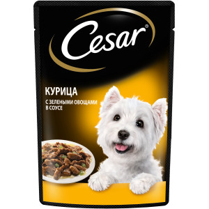 Cesar - Паучи для собак, с курицей и зелеными овощами в соусе, 85г