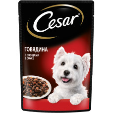 Cesar - Паучи для собак, с говядиной и овощами в соусе, 85г