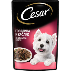 Cesar - Паучи для собак, с говядиной, кроликом и шпинатом в соусе, 85г