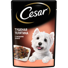 Cesar - Паучи для собак, с тушеной телятиной и овощами в желе, 85г