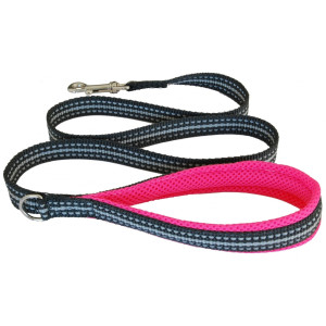 Поводок для собак мягкий, светоотражающий, 2x120см, неоновый розовый (LEASH PINK FLUO SZ 4/6, 20mm x 1,2m)