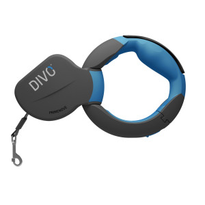 Divo - Рулетка-ремень с автоматической системой торможения и эргономичной расстегивающейся ручкой, для собак до 50кг, 3,5м (синяя)