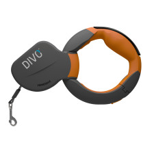 Divo - Рулетка-ремень с автоматической системой торможения и эргономичной расстегивающейся ручкой, для собак до 50кг, 3,5м (оранжевая)