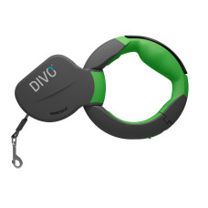 Divo - Рулетка-ремень с автоматической системой торможения и эргономичной расстегивающейся ручкой, для собак до 50кг, 3,5м (зеленая)