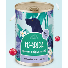 FLORIDA - Консервы для собак "Кролик с брусникой", упаковка 12шт x 0.24кг