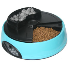 Feedex - Автокормушка на 4 кормления для сухого корма и консервов, с емкостью для льда Голубая