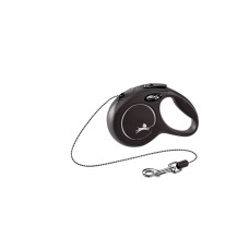 Flexi - Рулетка для собак до 8кг, 3м, трос, черная (New Classic XS Cord 3 m, black)