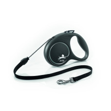 Flexi - Рулетка для собак до 12кг, 5м, трос, черная  (Black Design S Cord, black)