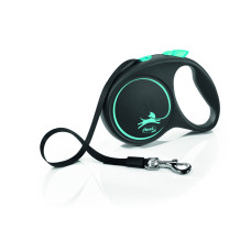 Flexi - Рулетка для собак до 25кг, 5м, ремень, синяя  (Black Design M Tape, blue)