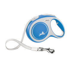Flexi - Рулетка для собак до 50кг, 8м, ремень, синяя (New Comfort Tape, blue)
