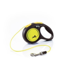 Flexi - Рулетка для собак до 25кг, ремень 5м, светоотражающая, желтая