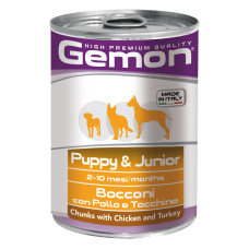 Gemon dog консервы для щенков кусочки курицы с индейкой