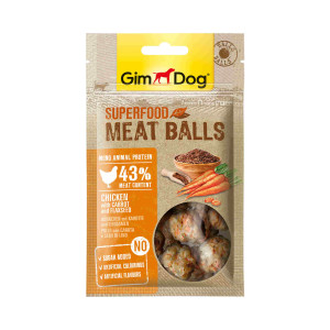 GimDog - Лакомство для собак из курицы с морковью и семенами льна - "Мясные шарики суперфуд"
