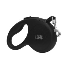 LeLap - Рулетка для собак до 30кг, ремень 5м, чёрная
