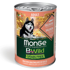 Monge dog bwild grainfree adult консервы из лосося с тыквой и кабачками для собак всех пород