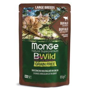 Паучи для кошек крупных пород из мяса буйвола с овощами (cat bwild grain free)