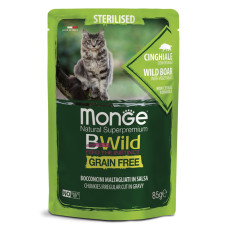 Monge - Паучи для стерилизованных кошек из мяса дикого кабана с овощами (cat bwild grain free)