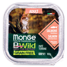 Monge cat bwild grain free консервы из лосося с овощами для кошек