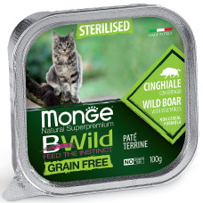 Monge - Консервы из кабана с овощами для стерилизованных кошек (bwild grain free)