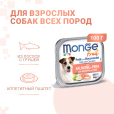 Monge dog fruit консервы для собак лосось с грушей