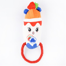 Mr.Kranch - Игрушка для собак "Йогурт" плюшевая с канатиком и пищалкой 19 см