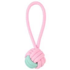 Mr.Kranch - Игрушка для собак Мяч из каната на кольцевом шнуре 15*5 см розовая с голубым
