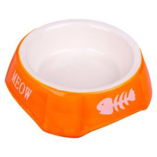 Mr.Kranch - Миска керамическая для кошек 140 мл оранжевая с рыбками
