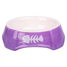 Mr.Kranch - Миска керамическая для кошек 140 мл фиолетовая с рыбками