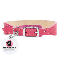 Mr.Kranch - Ошейник для собак из натуральной кожи с QR-адресником, 38-45см, розовый