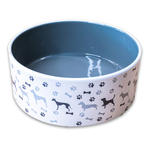 Mr.Kranch - Миска керамическая для собак с рисунком 350 мл серая