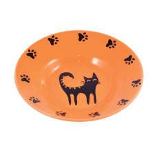 Mr.Kranch - Миска керамическая блюдце для кошек 140 мл оранжевая