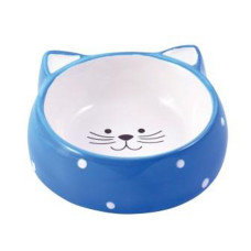 Mr.Kranch - Миска керамическая для кошек мордочка кошки 250 мл голубая