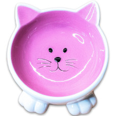 Mr.Kranch - Миска керамическая мордочка кошки на ножках 100 мл розовая