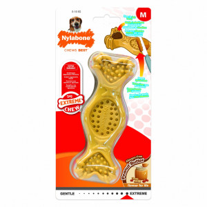 Nylabone - Игрушка-косточка для лакомств экстра-жесткая, аромат арахисового масла, M (Extreme chew fill it treat toy) 